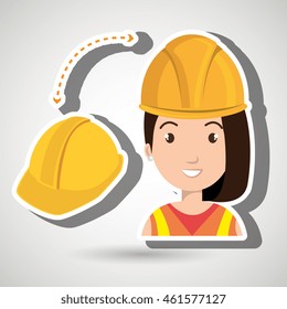 woman construction tool work vector illustration graphic
