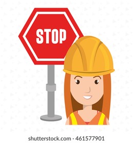 woman construction tool work vector illustration graphic