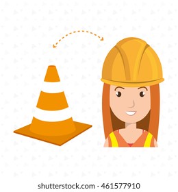 woman construction tool work vector illustration graphic