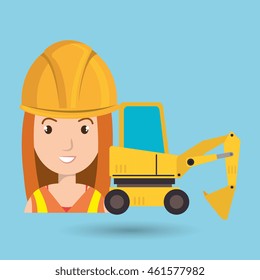 woman construction tool work vector illustration graphic