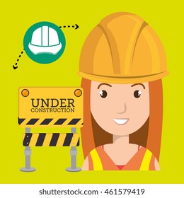 woman construction tool work vector illustration graphic