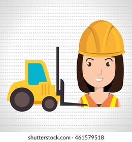 woman construction tool work vector illustration graphic