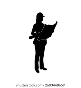 A Woman Construction Worker Holding a Blueprint and Wearing a Hard Hat