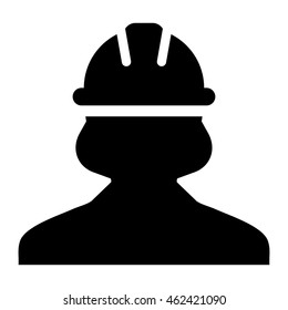 Woman Construction Worker Icon - Contract Labor With Hard Hat Helmet Vector illustration