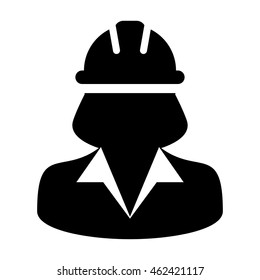 Woman Construction Worker Icon - Contract Labor With Hard Hat Helmet Vector Illustration