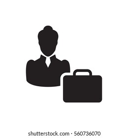 woman consultant with case icon illustration isolated vector sign symbol