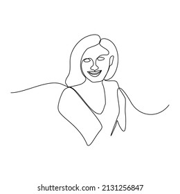 Woman continuous line drawing. Woman's day one line art design vector. Illustration of woman in hand drawn line style.