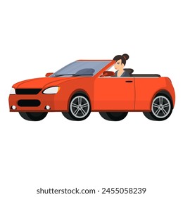 Woman in a convertible. Car, vector illustration