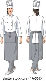 The woman the cook in an apron with pockets