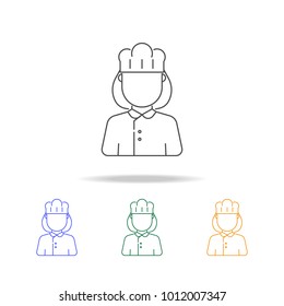 woman cook avatar multicoloured icons. Element of profession avatar of for mobile concept and web apps. Thin line  icon for website design and development, app development on white background