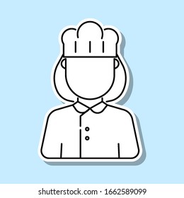 Woman cook avatar sticker icon. Simple thin line, outline vector of avatar icons for ui and ux, website or mobile application