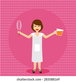 Woman Cooking Cartoon Character 