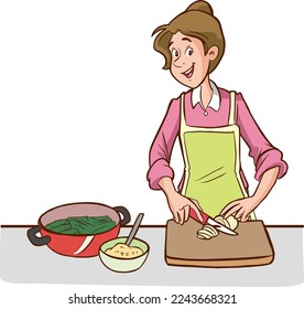 woman cooking cartoon vector illustration cartoon vector illustration