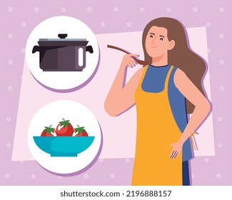 woman cooking with fresh tomatoes