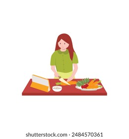 Woman Cooking in the kitchen Illustration