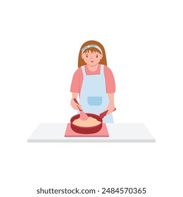 Woman Cooking in the kitchen Illustration