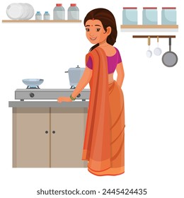 Woman Cooking In Kitchen, woman preparing food