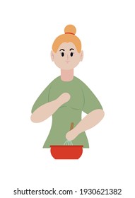woman cooking with mixer character