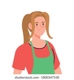 woman cooking using apron, in white background vector illustration design