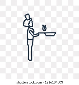 Woman Cooking vector outline icon isolated on transparent background, high quality linear Woman Cooking transparency concept can be used web and mobile