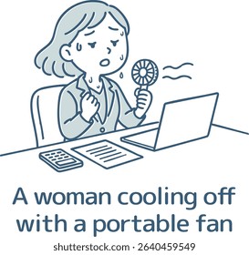 A woman cooling off with a portable fan