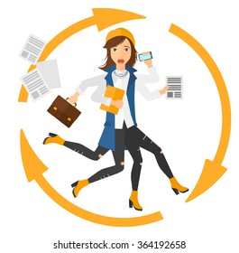 Woman coping with multitasking.