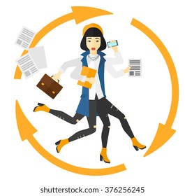 Woman coping with multitasking.