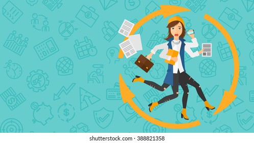 Woman coping with multitasking.