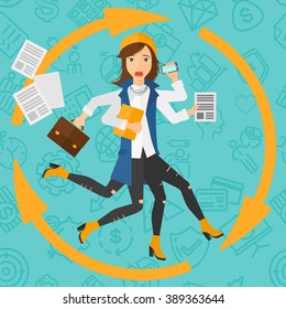 Woman coping with multitasking.