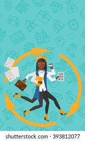 Woman coping with multitasking.