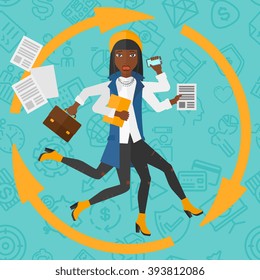 Woman coping with multitasking.