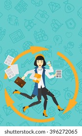 Woman coping with multitasking.