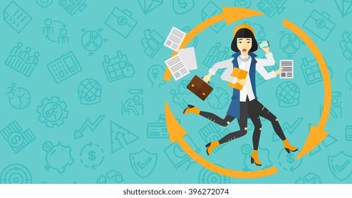 Mujer lidiando con la multitarea.