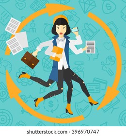 Woman coping with multitasking.