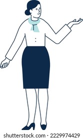 Woman in corporate scarf. Office female worker icon