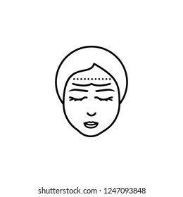 Mujer, icono de la frente de corrección. Elemento de icono de esquema antiedad para concepto móvil y aplicaciones web. Mujer de línea delgada, icono de frente de corrección se puede utilizar para web y móvil