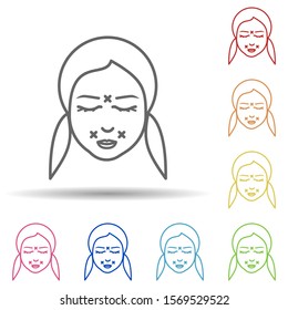 Woman, correction wrinkle in multi color style icon. Simple thin line, outline vector of anti age icons for ui and ux, website or mobile application