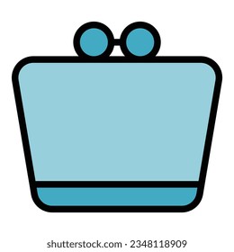 Woman cosmetic case icon outline vector. Makeup bag. Zipper beauty color flat