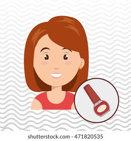 woman cosmetic nail stylist vector illustration design