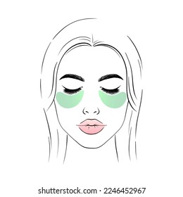 Woman with cosmetic patches on her face.