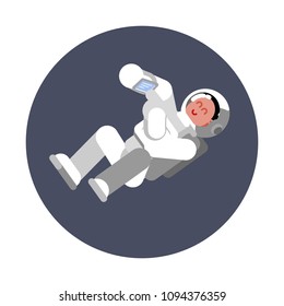 Woman cosmonaut fly in zero gravitation