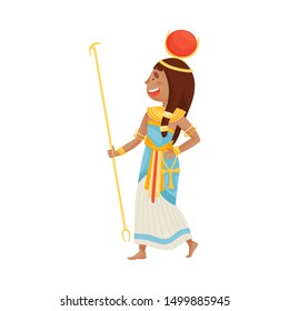 Woman in costume of the Egyptian pharaoh. Vector illustration on a white background.