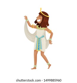 Woman in costume of the Egyptian pharaoh. Vector illustration on a white background.