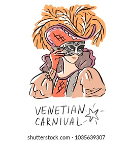 The woman in the costume of the Venetian carnival