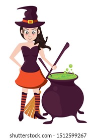 woman with costume of witch character vector illustration design