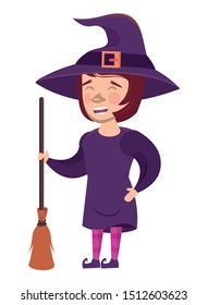 woman with costume of witch character vector illustration design
