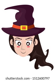 woman with costume of witch head character vector illustration design