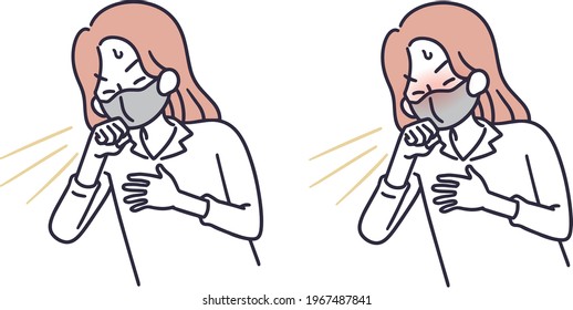 woman coughing simple vector illustration