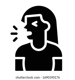 Woman coughing vector illustration, solid design icon