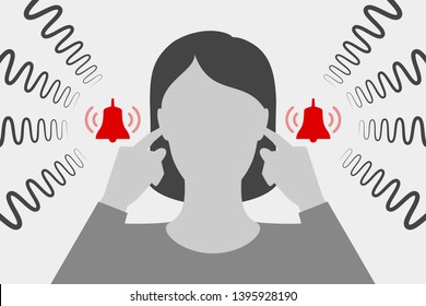 Woman Is Covering Her Ears With Hands And Suffering From Tinnitus